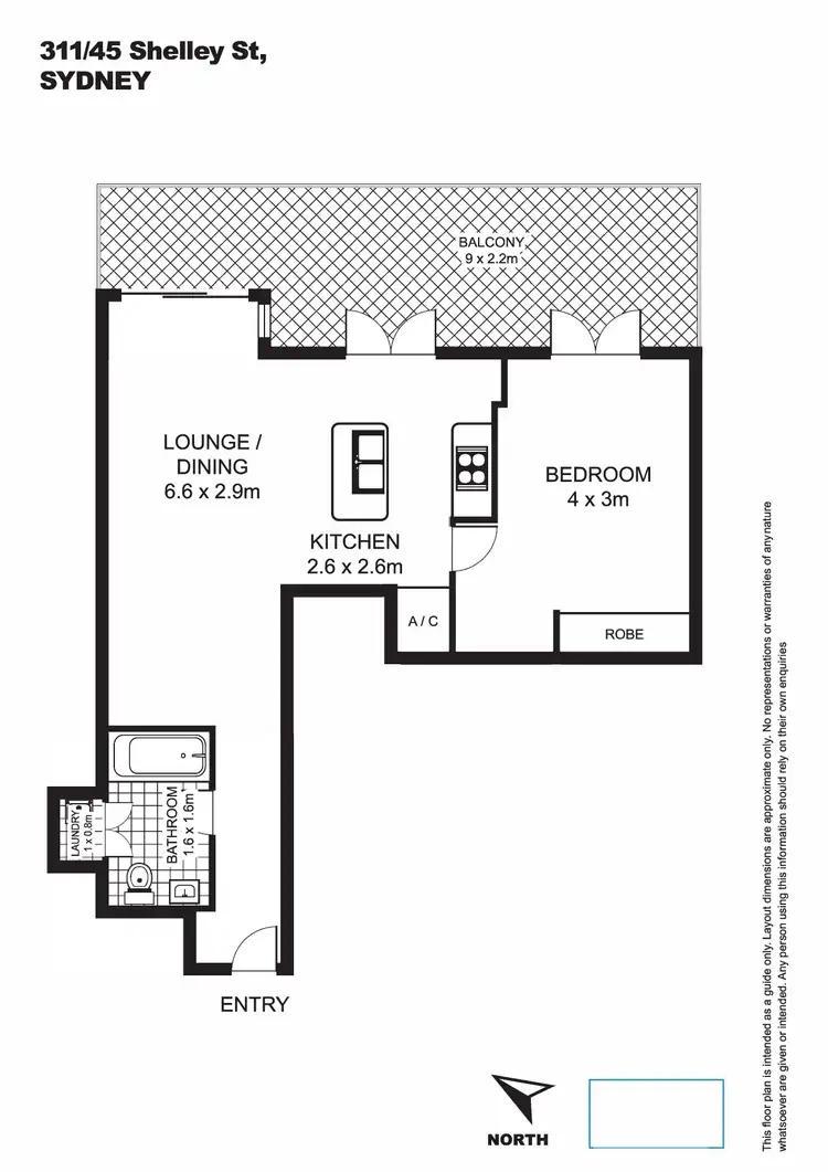 Floorplan of Homely apartment listing, 311/45 Shelley Street, Sydney NSW 2000