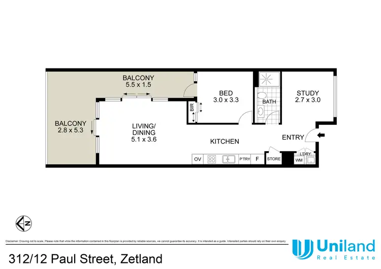 Floorplan of Homely apartment listing, 312/12 Paul Street, Zetland NSW 2017