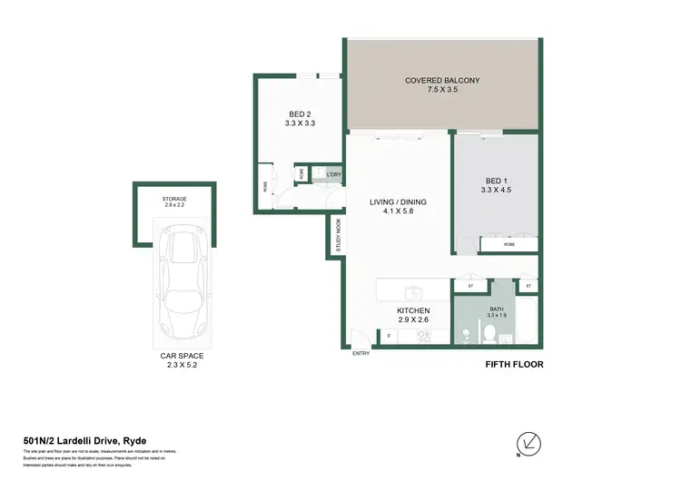 Floorplan of Homely apartment listing, 501N/2 Lardelli Drive, Ryde NSW 2112