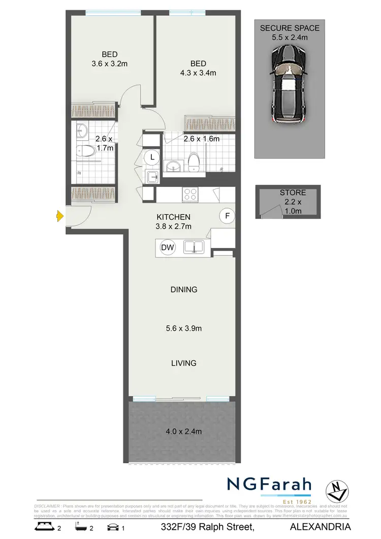 Floorplan of Homely apartment listing, 332F/39 Ralph Street, Alexandria NSW 2015