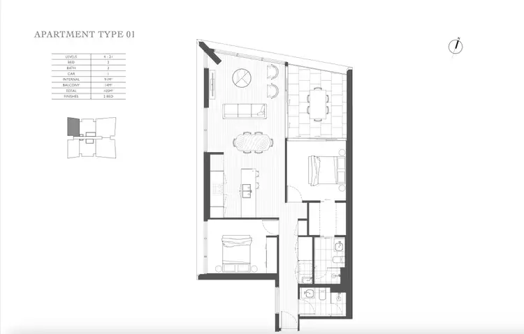 Floorplan of Homely apartment listing, 1901/43 Peerless Avenue, Mermaid Beach QLD 4218