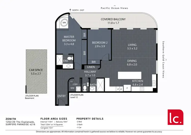 Floorplan of Homely unit listing, 1202/20 The Esplanade, Surfers Paradise QLD 4217