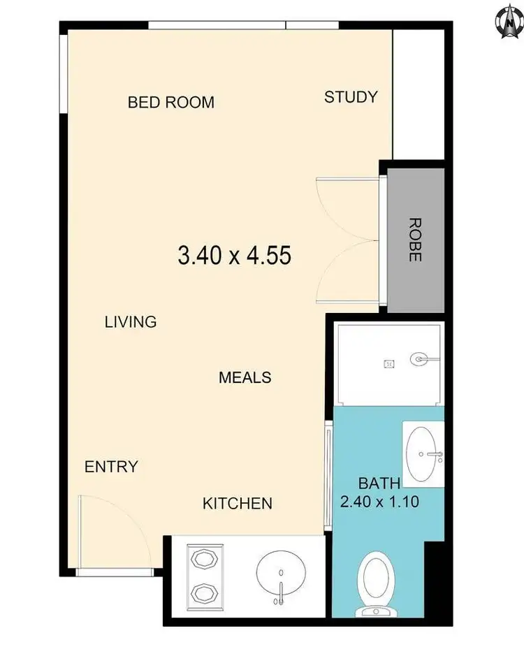 Floorplan of Homely studio listing, 306/62-68 Hayward Lane, Melbourne VIC 3000