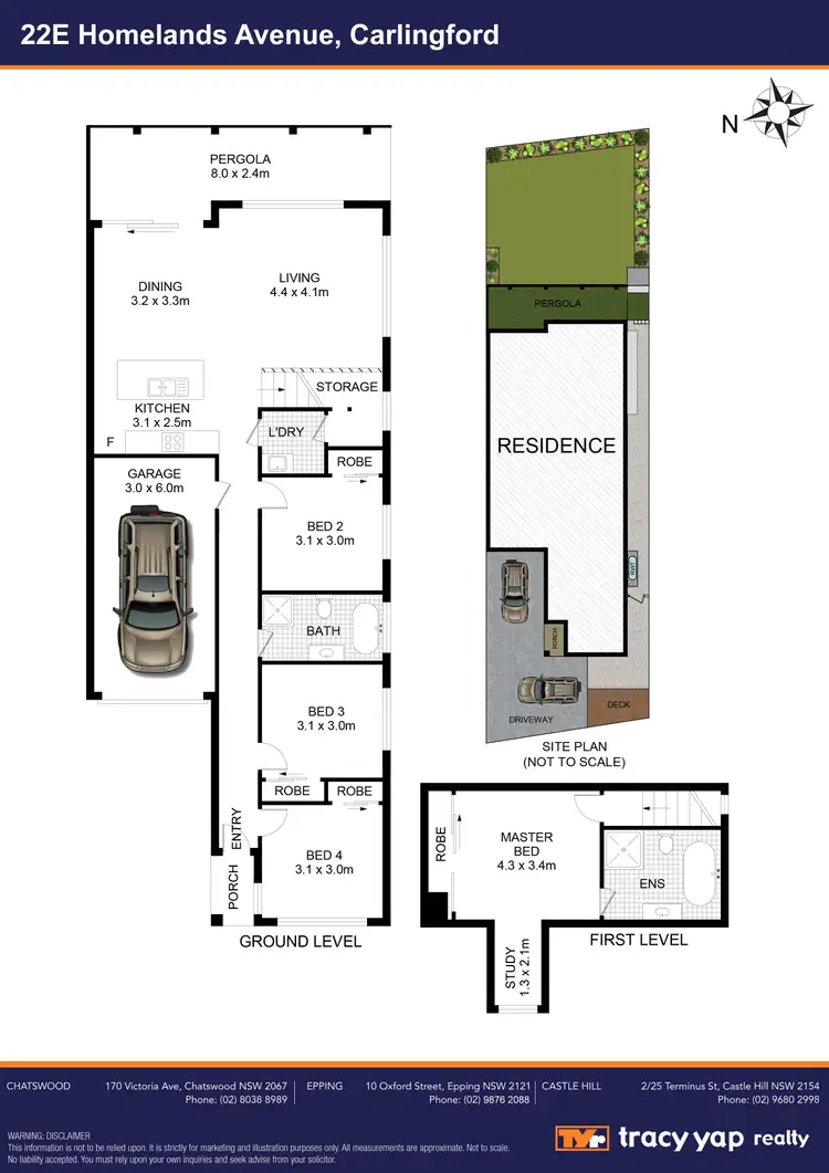 Floorplan of Homely semi-detached listing, 22E Homelands Avenue, Carlingford NSW 2118
