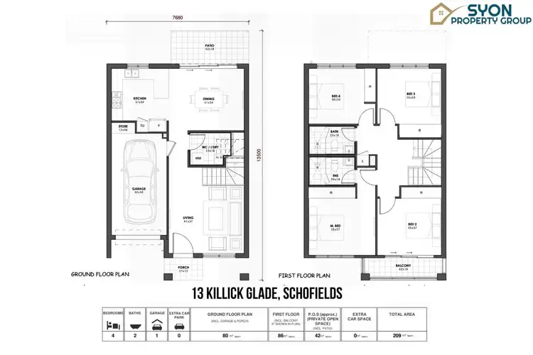 Floorplan of Homely townhouse listing, 13 Killick Glade, Tallawong NSW 2762