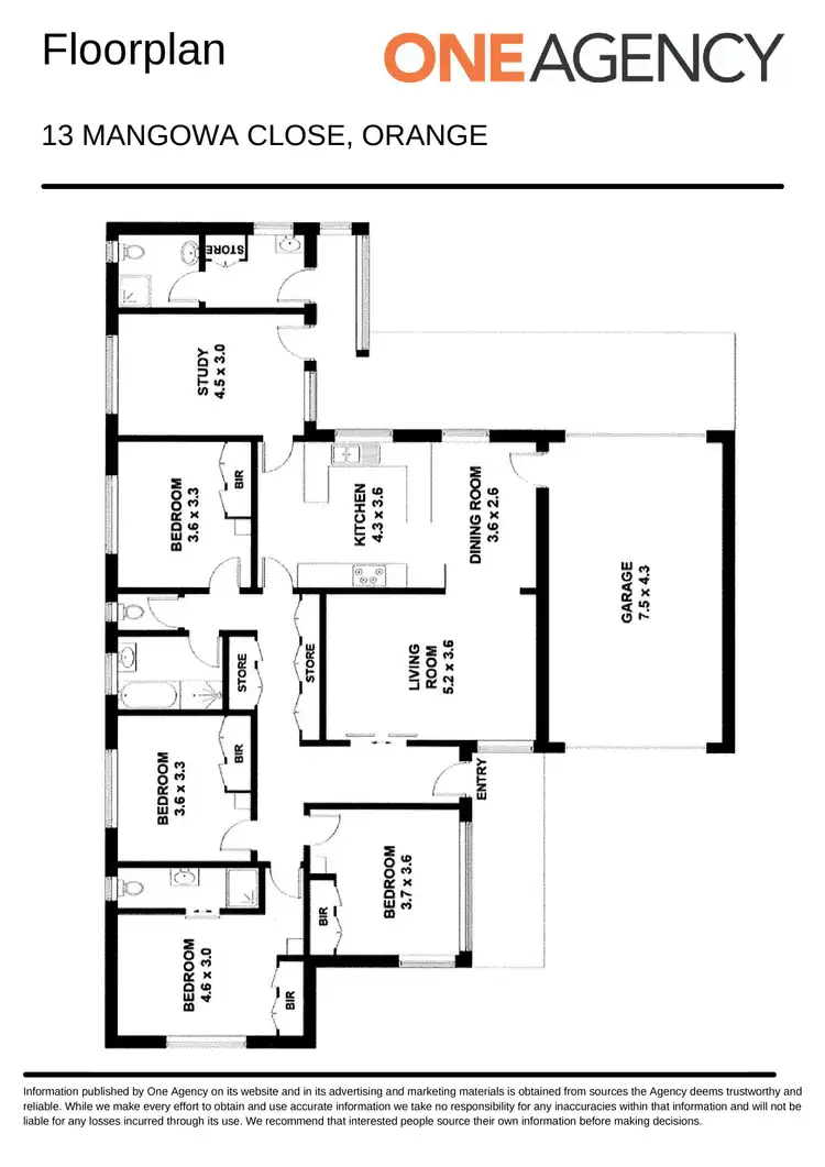 Floorplan of Homely house listing, 13 Mangowa Close, Orange NSW 2800