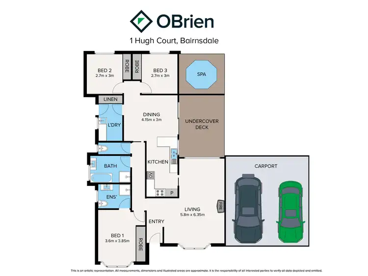 Floorplan of Homely house listing, 1 Hugh Court, Bairnsdale VIC 3875