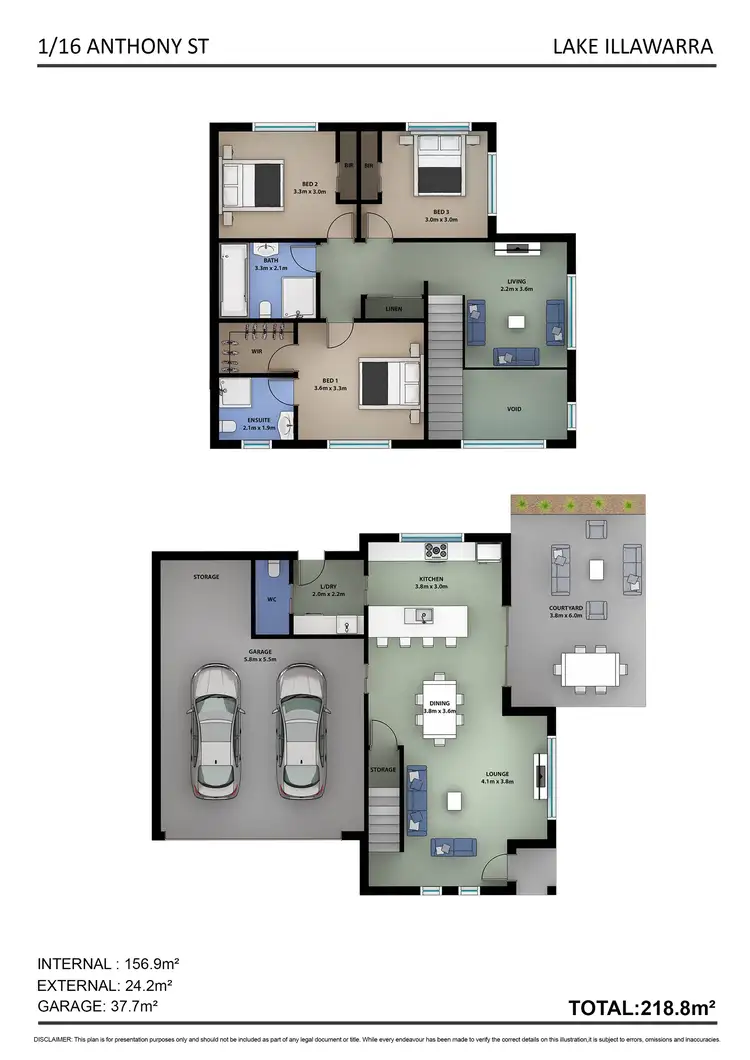 Floorplan of Homely townhouse listing, 1/16 Anthony Street, Lake Illawarra NSW 2528