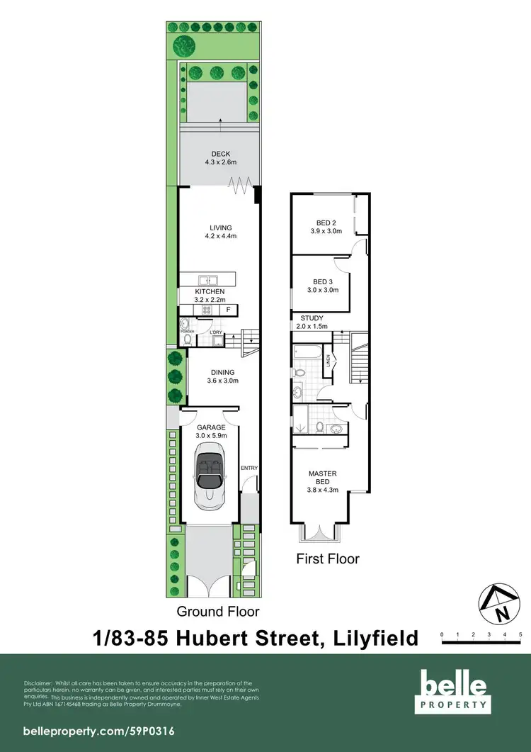 Floorplan of Homely semi-detached listing, 1/85 Hubert Street, Lilyfield NSW 2040