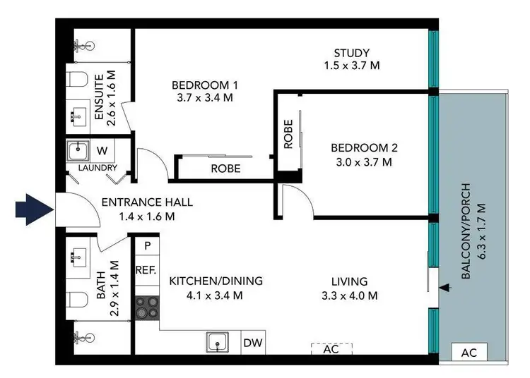 Floorplan of Homely apartment listing, 302/88 La Scala Avenue, Maribyrnong VIC 3032