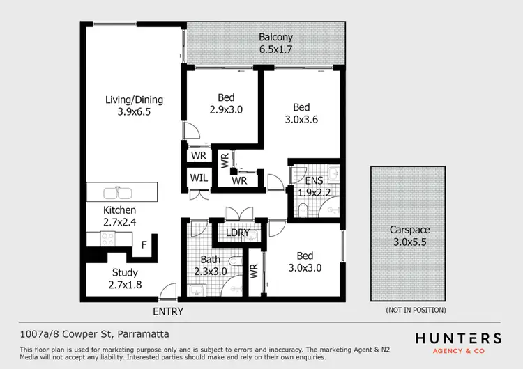 Floorplan of Homely unit listing, 1007A/8 Cowper Street, Parramatta NSW 2150