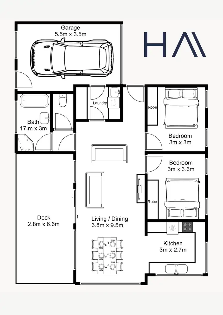 Floorplan of Homely unit listing, 1/5 Merrington Lane, Kings Meadows TAS 7249