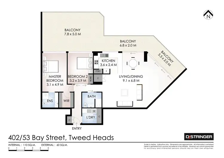 Floorplan of Homely unit listing, 402/53 Bay Street, Tweed Heads NSW 2485