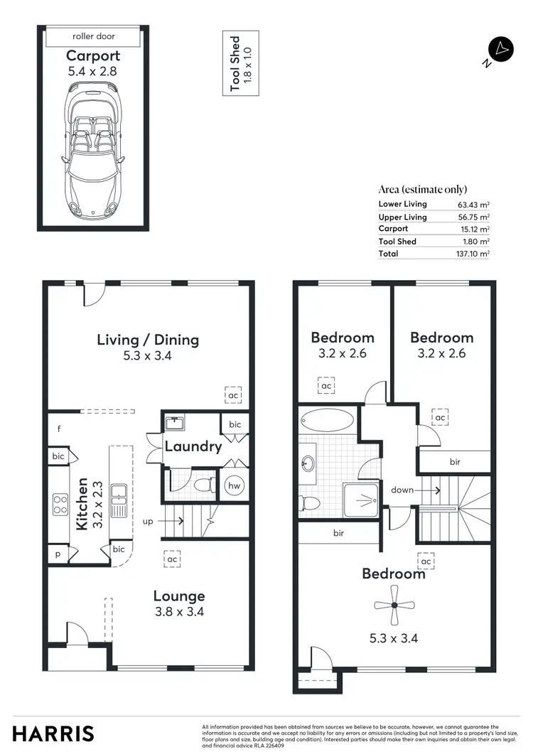 Floorplan of Homely townhouse listing, 2/8 Orange Lane, Norwood SA 5067