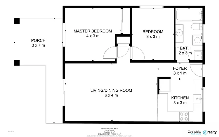 Floorplan of Homely unit listing, 1/3 Ingham Court, Mooroobool QLD 4870