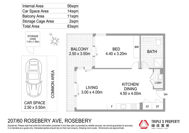 Floorplan of Homely apartment listing, 207/60 Rosebery Avenue, Rosebery NSW 2018