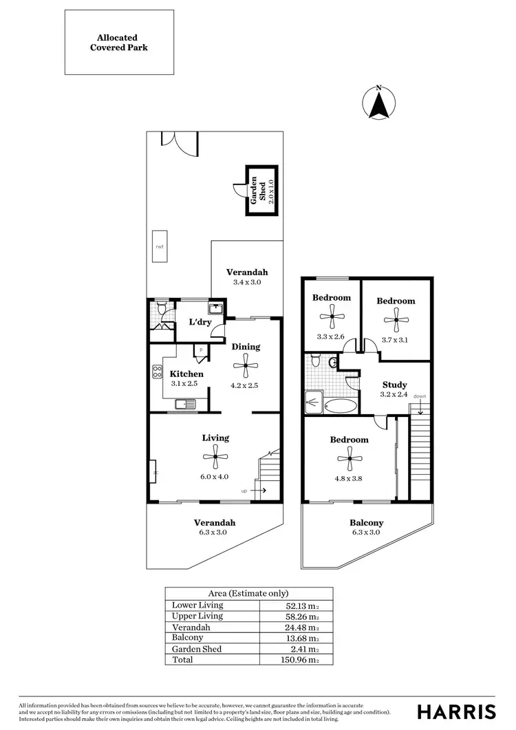 Floorplan of Homely unit listing, 2/6-8 Rowe Terrace, Ardrossan SA 5571