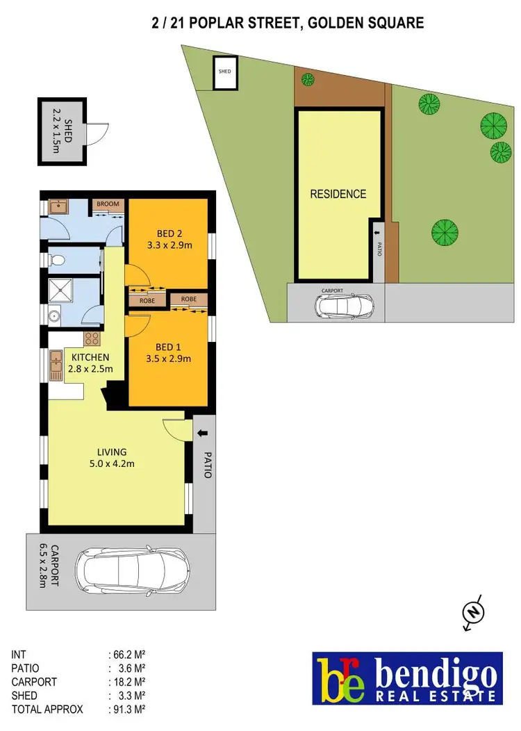 Floorplan of Homely unit listing, 2/21 Poplar Street, Golden Square VIC 3555