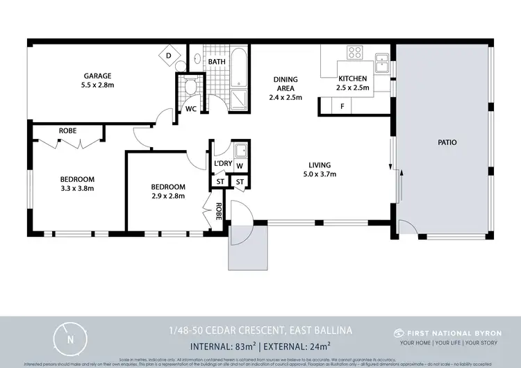 Floorplan of Homely unit listing, 1/48-50 Cedar Crescent, East Ballina NSW 2478