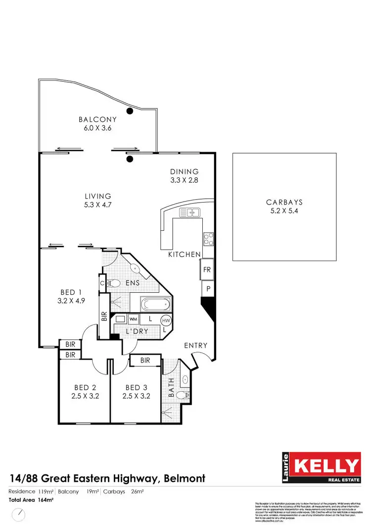 Floorplan of Homely apartment listing, Level 3/14/88 Great Eastern Highway, Belmont WA 6104