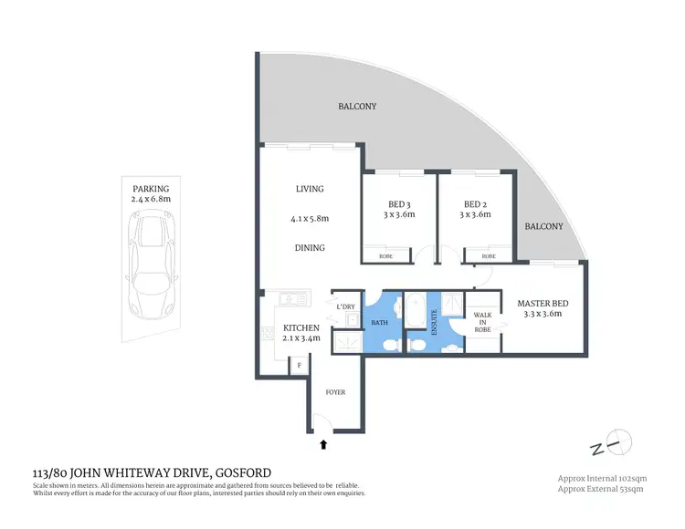 Floorplan of Homely apartment listing, Level 1/113/80 John Whiteway Drive, Gosford NSW 2250