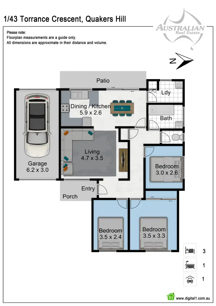 Floorplan of Homely villa listing, 1/43 Torrance Crescent, Quakers Hill NSW 2763