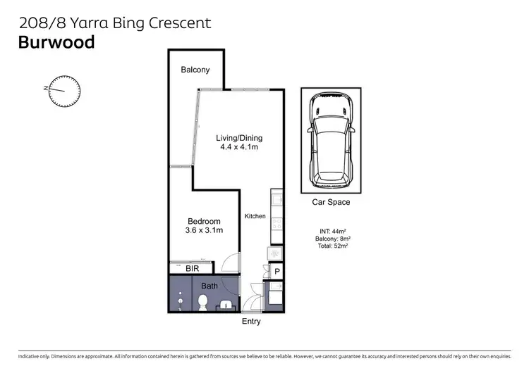 Floorplan of Homely apartment listing, 208/8 Yarra Bing Crescent, Burwood VIC 3125