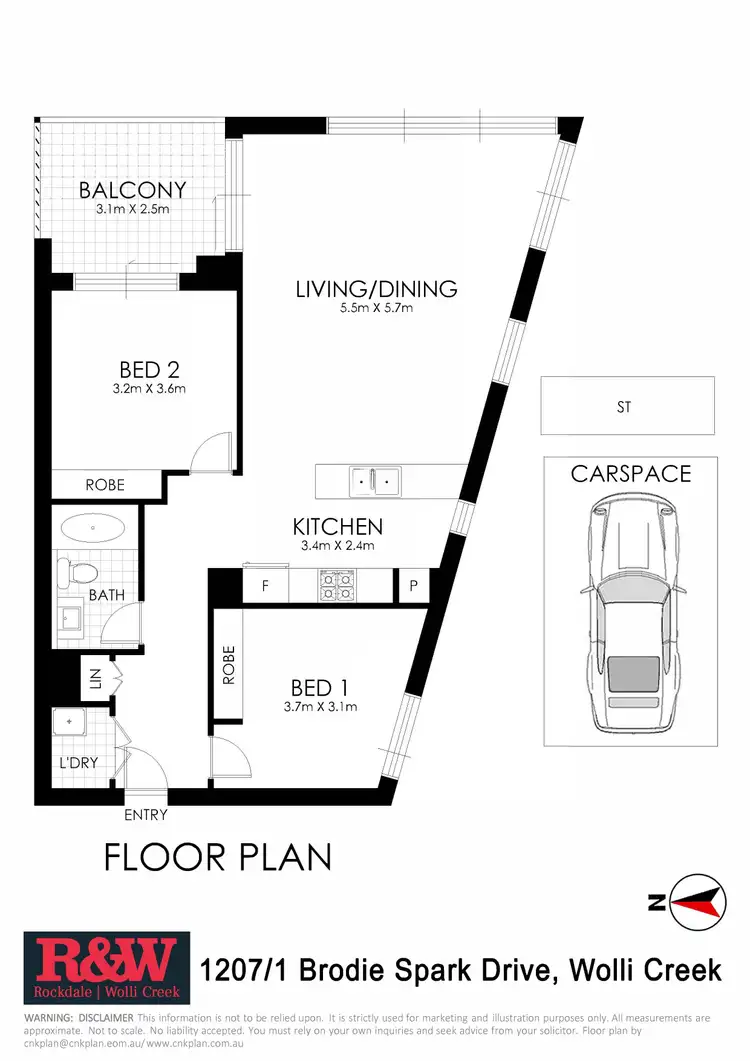 Floorplan of Homely apartment listing, 1207/1 Brodie Spark Drive, Wolli Creek NSW 2205