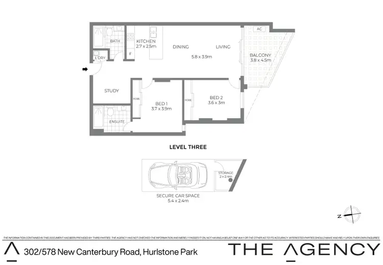 Floorplan of Homely apartment listing, 302/578 New Canterbury Road, Hurlstone Park NSW 2193