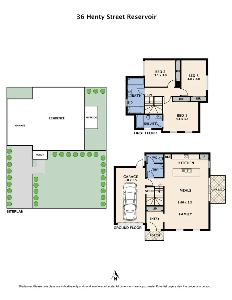 Floorplan of Homely townhouse listing, 36 Henty Street, Reservoir VIC 3073