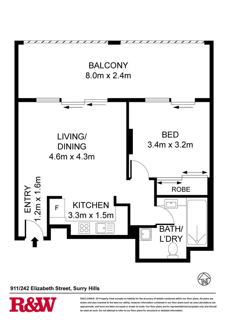 Floorplan of Homely apartment listing, 911/242 Elizabeth Street, Surry Hills NSW 2010