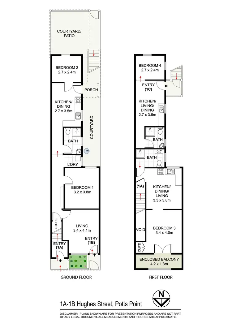 Floorplan of Homely terrace listing, 1A-1B Hughes Street, Potts Point NSW 2011