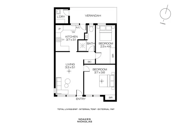 Floorplan of Homely unit listing, 2/1 Gilbertson Road, Seacliff Park SA 5049