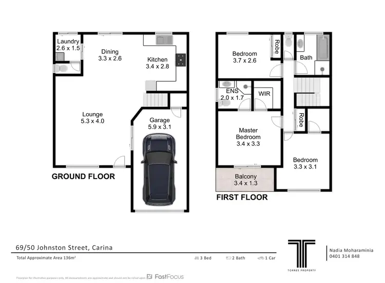 Floorplan of Homely townhouse listing, 69/50 Johnston Street, Carina QLD 4152
