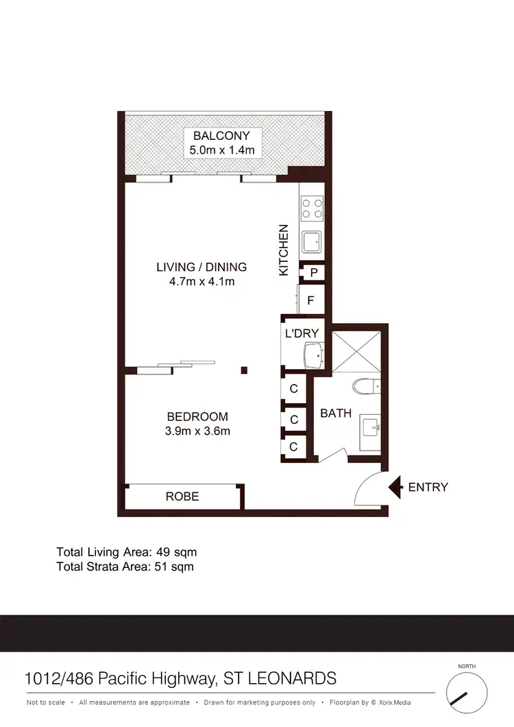 Floorplan of Homely apartment listing, 1012/486 Pacific Highway, St Leonards NSW 2065
