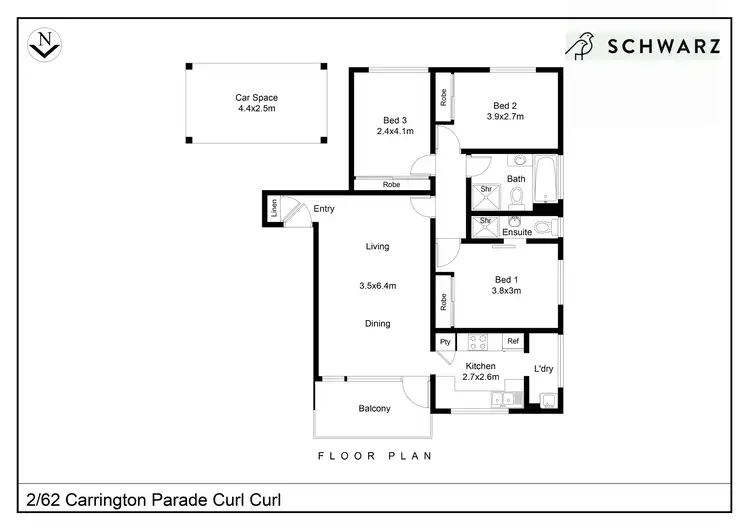 Floorplan of Homely unit listing, 2/62 Carrington Parade, Curl Curl NSW 2096