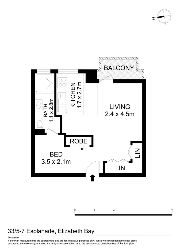 Floorplan of Homely studio listing, 33/5-7 The Esplanade, Elizabeth Bay NSW 2011