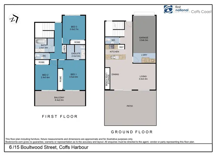 Floorplan of Homely townhouse listing, 6/15 Boultwood Street, Coffs Harbour NSW 2450