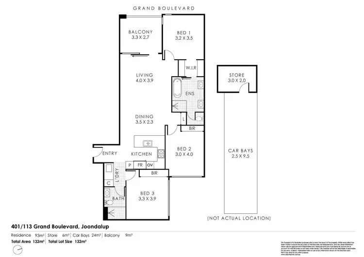 Floorplan of Homely apartment listing, Level 4/401/113 Grand Boulevard, Joondalup WA 6027