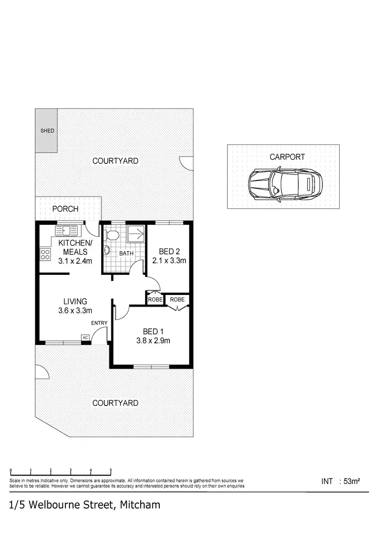 Floorplan of Homely unit listing, 1/5 Welbourne Street, Mitcham SA 5062