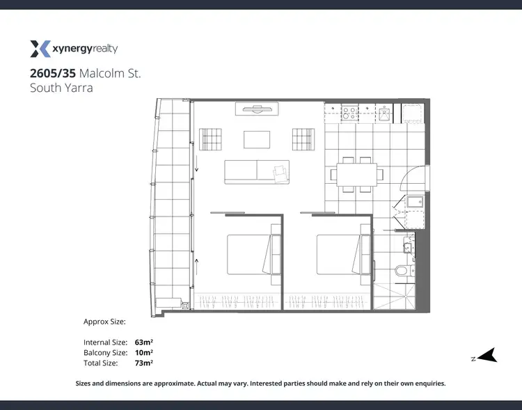 Floorplan of Homely apartment listing, 2605/35 Malcolm Street, South Yarra VIC 3141