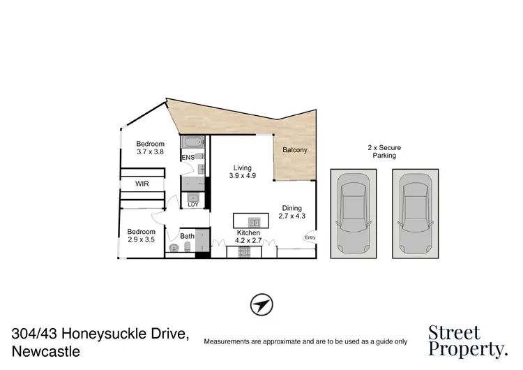 Floorplan of Homely apartment listing, 304/43 Honeysuckle Drive, Newcastle NSW 2300