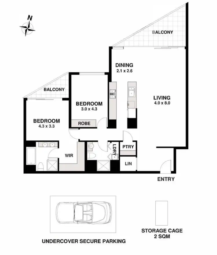 Floorplan of Homely apartment listing, 705/45 Bowman Street, Pyrmont NSW 2009