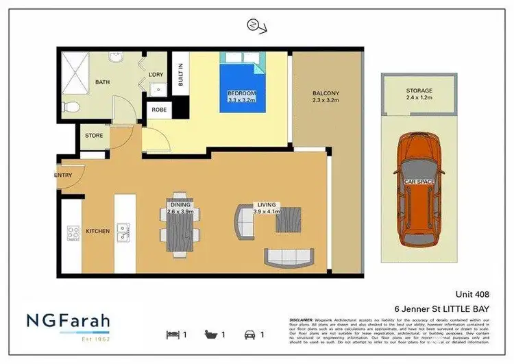 Floorplan of Homely apartment listing, 408/6 Jenner Street, Little Bay NSW 2036