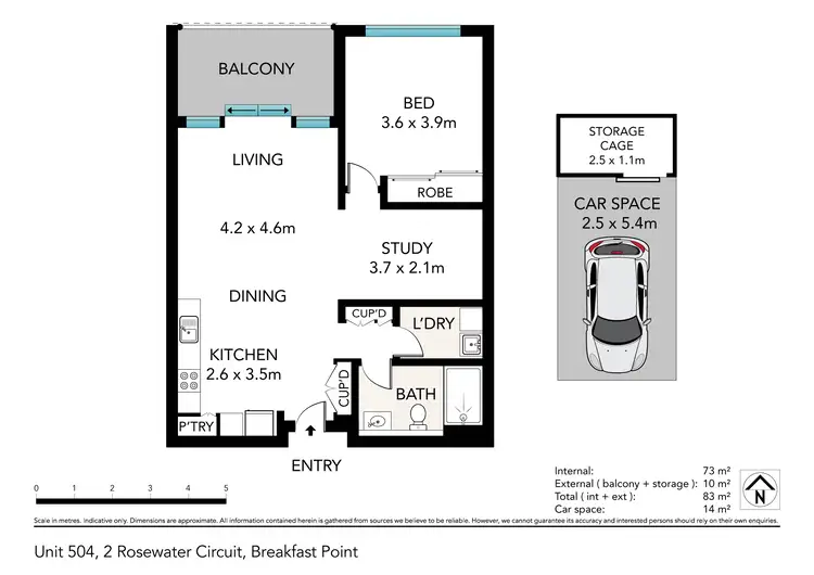 Floorplan of Homely apartment listing, 504/2 Rosewater Circuit, Breakfast Point NSW 2137