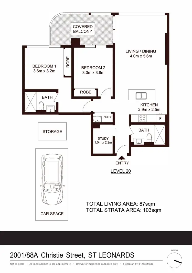 Floorplan of Homely apartment listing, 2001/88A Christie Street, St Leonards NSW 2065