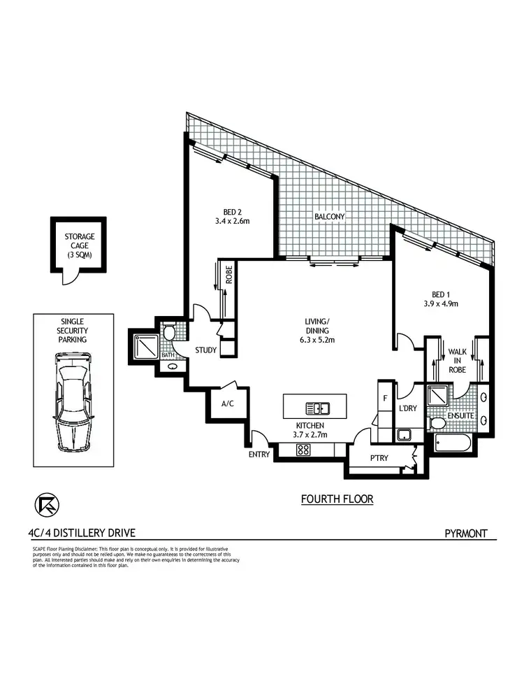 Floorplan of Homely apartment listing, 4C/4 Distillery Drive, Pyrmont NSW 2009