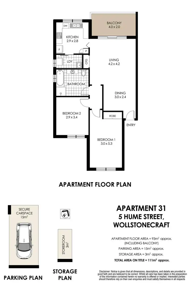Floorplan of Homely apartment listing, 31/5 Hume Street, Wollstonecraft NSW 2065