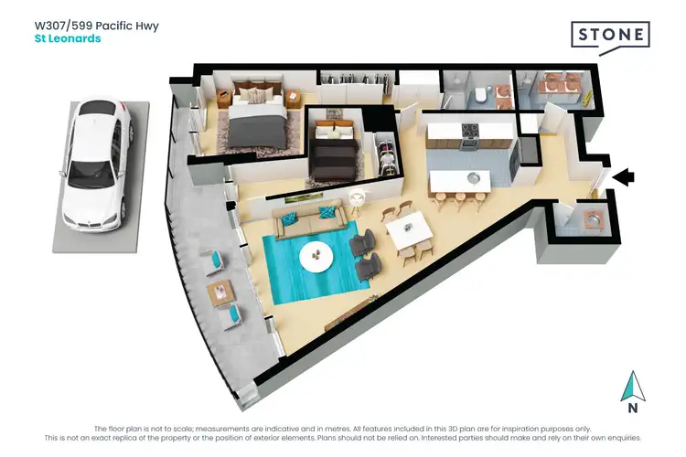 Floorplan of Homely apartment listing, W307/599 Pacific Highway, St Leonards NSW 2065
