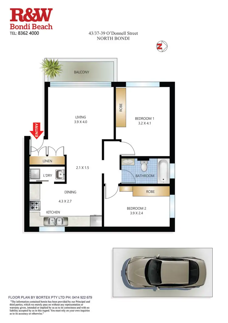 Floorplan of Homely apartment listing, 43/37-39 O'Donnell Street, North Bondi NSW 2026